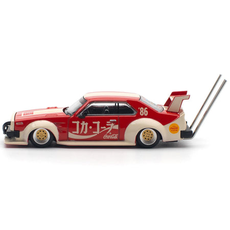 Skyline GT-R V8 Drift "Hakosuka" RHD (Right Hand Drive) "Coca-Cola (Japan)" Red and Cream 1/64 Diecast Model Car by Pop Race-Pop Race-ModelCars.com