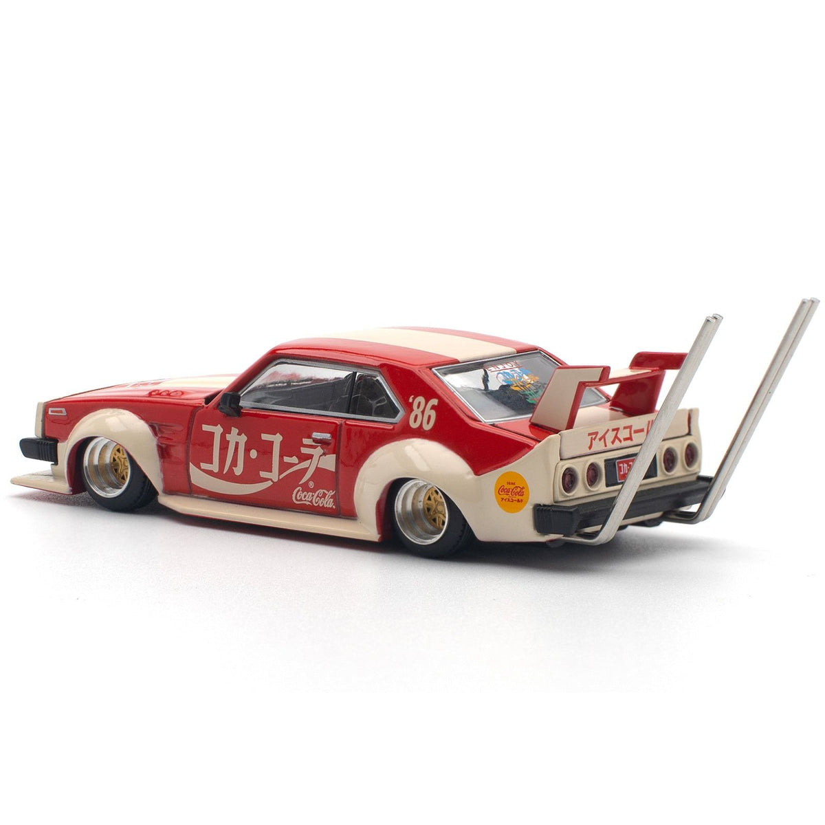 Skyline GT-R V8 Drift "Hakosuka" RHD (Right Hand Drive) "Coca-Cola (Japan)" Red and Cream 1/64 Diecast Model Car by Pop Race-Pop Race-ModelCars.com