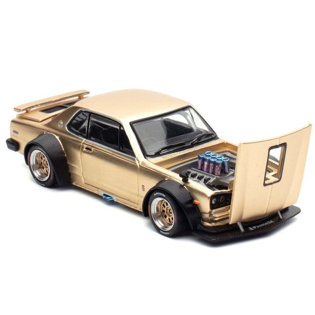 Skyline GT-R V8 Drift "Hakosuka" RHD (Right Hand Drive) Gold Metallic 1/64 Diecast Model Car by Pop Race-Pop Race-ModelCars.com