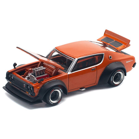 Skyline GT-R V8 Drift "Kenmeri" RHD (Right Hand Drive) Orange Metallic 1/64 Diecast Model Car by Pop Race-Pop Race-ModelCars.com