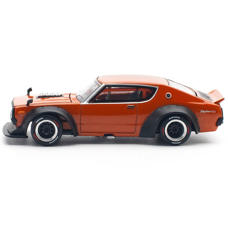 Skyline GT-R V8 Drift "Kenmeri" RHD (Right Hand Drive) Orange Metallic 1/64 Diecast Model Car by Pop Race-Pop Race-ModelCars.com
