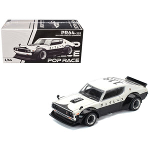 Skyline KPGC110 "Kenmeri" RHD (Right Hand Drive) "Japan National Police Agency Livery" Black and White 1/64 Diecast Model Car by Pop Race