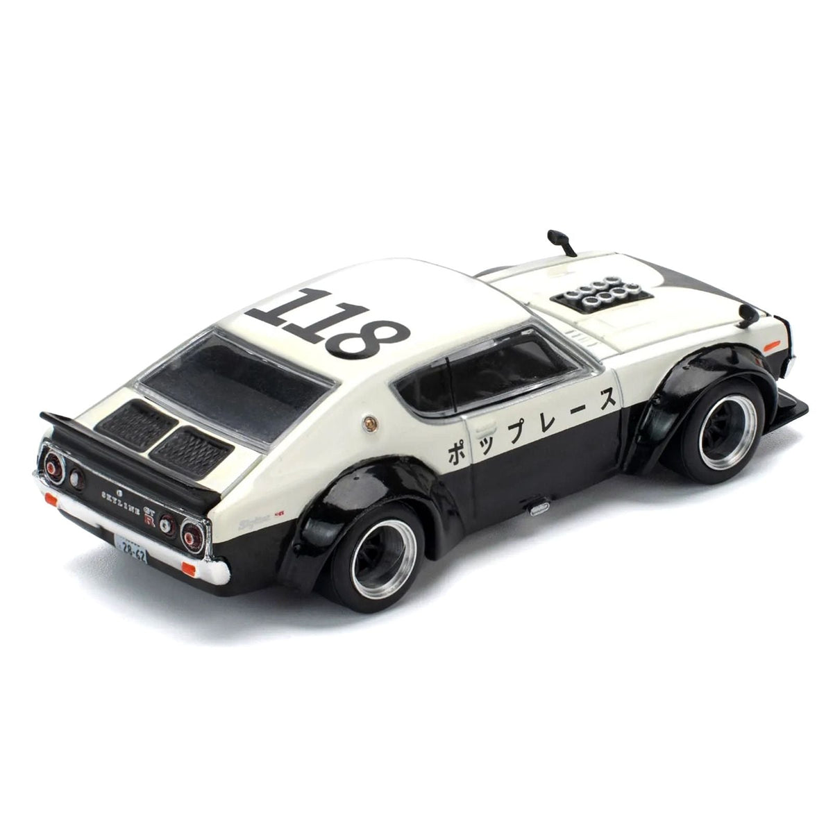 Skyline KPGC110 "Kenmeri" RHD (Right Hand Drive) "Japan National Police Agency Livery" Black and White 1/64 Diecast Model Car by Pop Race-Pop Race-ModelCars.com