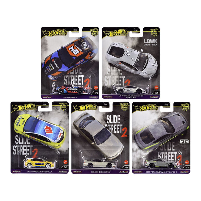 "Slide Street 2" 5 piece Set "Car Culture" 2024 Series H Diecast Model Cars by Hot Wheels-Hotwheels-ModelCars.com