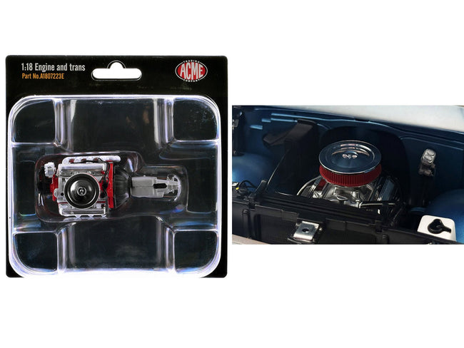 Small Block 350 Engine and Transmission Replica from "1967 Chevrolet K-10 Pickup Truck" 1/18 Model by ACME-Acme-ModelCars.com
