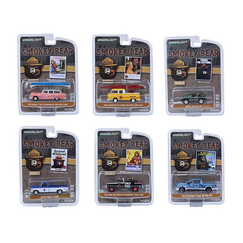 "Smokey Bear" Set of 6 Cars Series 4 1/64 Diecast Model Cars by Greenlight - Greenlight - ModelCars.com