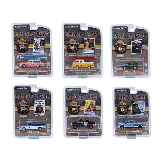 "Smokey Bear" Set of 6 Cars Series 4 1/64 Diecast Model Cars by Greenlight - Greenlight - ModelCars.com