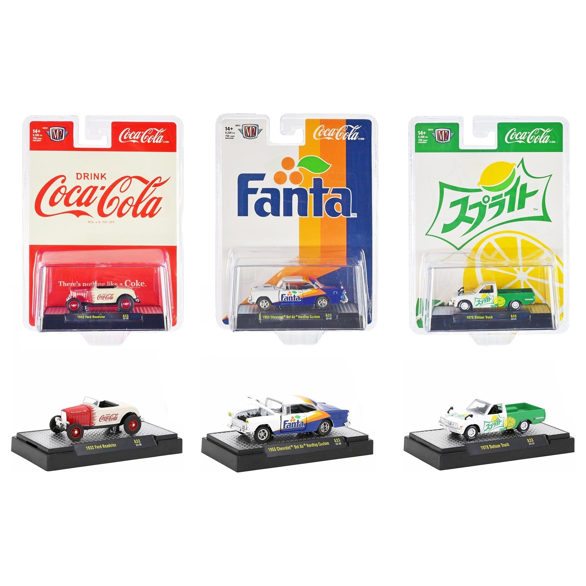 "Sodas" Set of 3 pieces Release 33 Limited Edition to 9250 pieces Worldwide 1/64 Diecast Model Car by M2 Machines - M2 - ModelCars.com