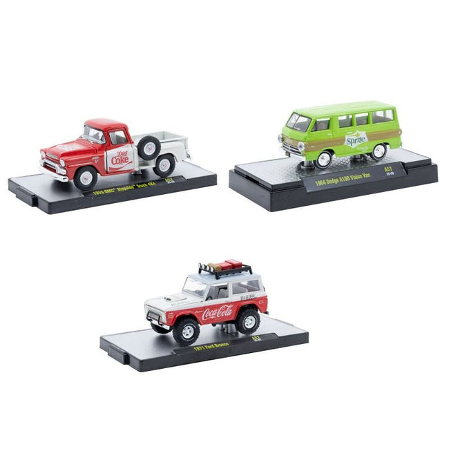 "Sodas" Set of 3 pieces Release 57 Limited Edition to 10000 pieces Worldwide 1/64 Diecast Model Cars by M2 Machines-M2-ModelCars.com