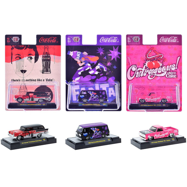 "Sodas" Set of 3 pieces Release 59 Limited Edition to 9600 pieces Worldwide 1/64 Diecast Model Cars by M2 Machines-M2-ModelCars.com