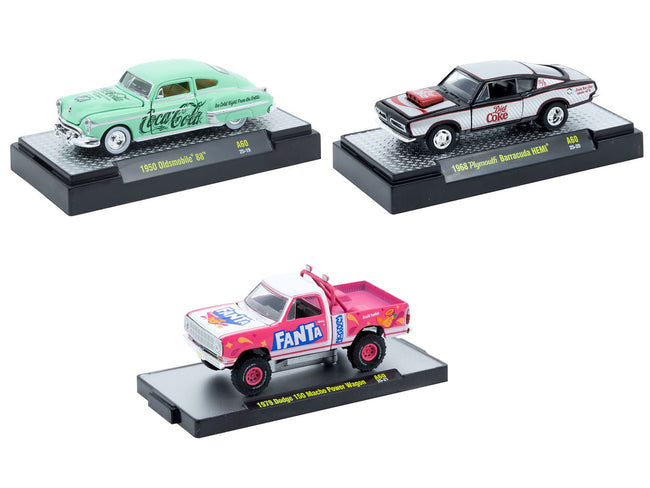 "Sodas" Set of 3 pieces Release 60 Limited Edition to 10000 pieces Worldwide 1/64 Diecast Model Cars by M2 Machines-M2-ModelCars.com