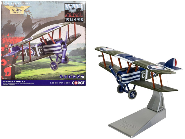 Sopwith Camel F.1 Aircraft "B7190 Donner Wetter! 'C' Flight No. 10 Squadron" (1918) Royal Naval Air Service "The Aviation Archive" Series 1/48 Diecast Model by Corgi-Corgi-ModelCars.com