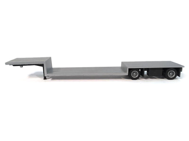 Spread Axle Double-Drop Flatbed Trailer Silver Top 1/87 (HO) Plastic Model by Promotex-Promotex-ModelCars.com