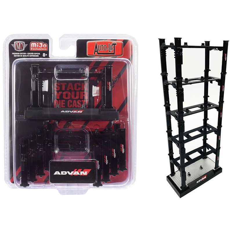 Stackable Diecast Auto-Lifts 5 piece Set "ADVAN Yokohama" for 1/64 Scale Model Cars by M2 Machines-M2-ModelCars.com