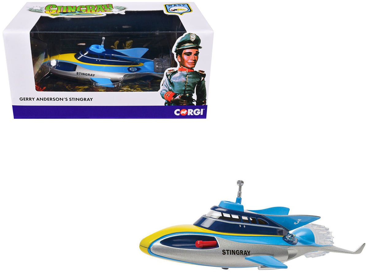 Stingray Submarine Blue and Silver with Yellow Stripes "Gerry Anderson's Stingray" (1964) TV Series Diecast Model by Corgi-Corgi-ModelCars.com