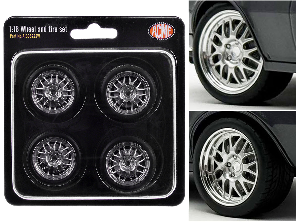 Street Fighter 18" Wheel and Tire Set of 4 pieces from "1968 Pontiac Firebird Street Fighter" for 1/18 Scale Models by ACME-Acme-ModelCars.com
