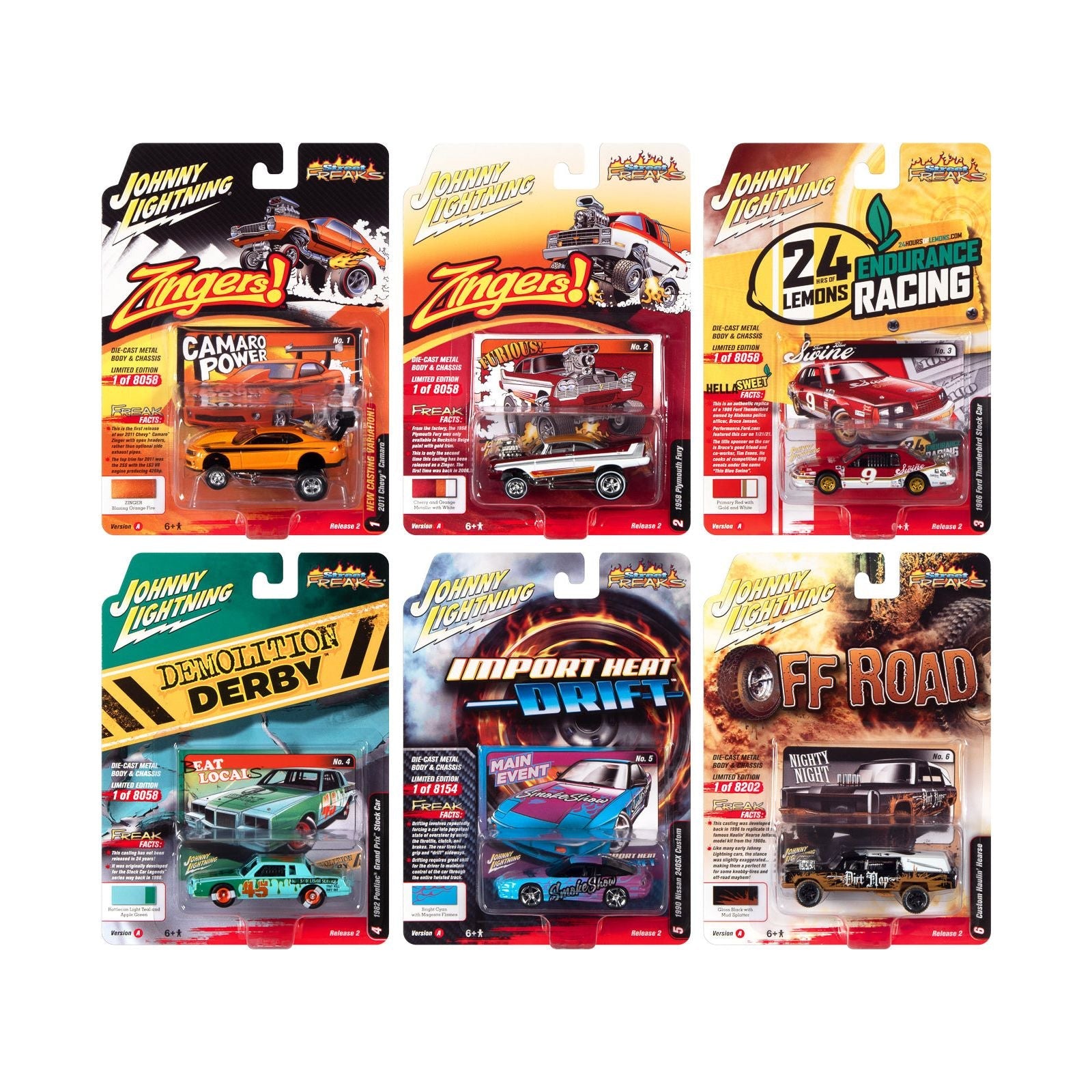 "Street Freaks" 2022 Set A of 6 Cars Release 2 1/64 Diecast Model Cars by Johnny Lightning - Johnny Lightning - ModelCars.com