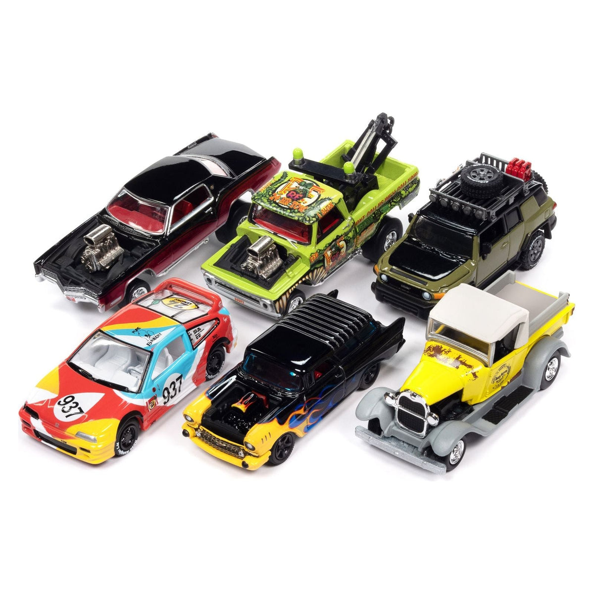 "Street Freaks" 2023 Set A of 6 Cars Release 2 1/64 Diecast Model Cars by Johnny Lightning-Johnny Lightning-ModelCars.com