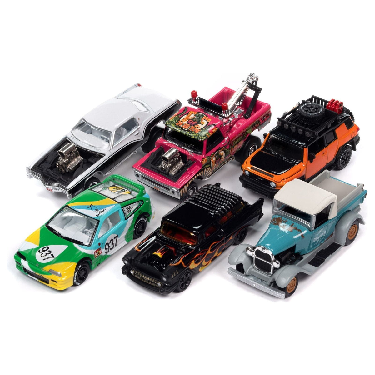 "Street Freaks" 2023 Set B of 6 Cars Release 2 1/64 Diecast Model Cars by Johnny Lightning-Johnny Lightning-ModelCars.com