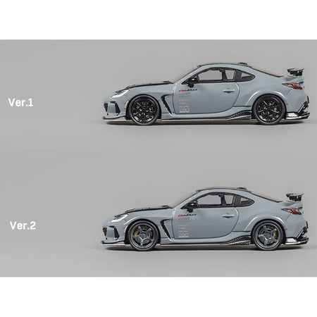 Subaru BRZ "Varis Arising - 1" RHD (Right Hand Drive) Gray with Carbon Hood and Top with Extra Wheels 1/64 Diecast Model Car by CM Models - CM Models - ModelCars.com