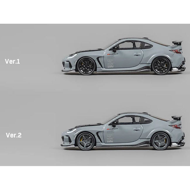 Subaru BRZ "Varis Arising - 1" RHD (Right Hand Drive) Gray with Carbon Hood and Top with Extra Wheels 1/64 Diecast Model Car by CM Models - CM Models - ModelCars.com