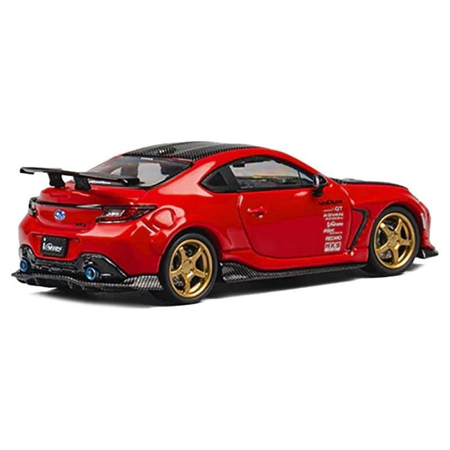 Subaru BRZ "Varis Arising-1" RHD (Right Hand Drive) Red with Carbon Hood and Top with Extra Wheels 1/64 Diecast Model Car by CM Models-CM Models-ModelCars.com