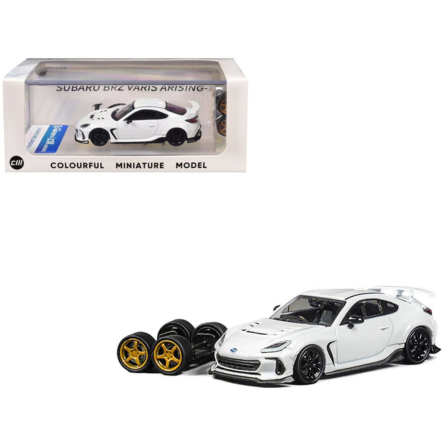 Subaru BRZ "Varis Arising-1" RHD (Right Hand Drive) White with Extra Wheels 1/64 Diecast Model Car by CM Model-CM Models-ModelCars.com