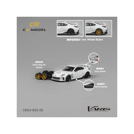 Subaru BRZ "Varis Arising - 1" RHD (Right Hand Drive) White with Extra Wheels 1/64 Diecast Model Car by CM Model - CM Models - ModelCars.com