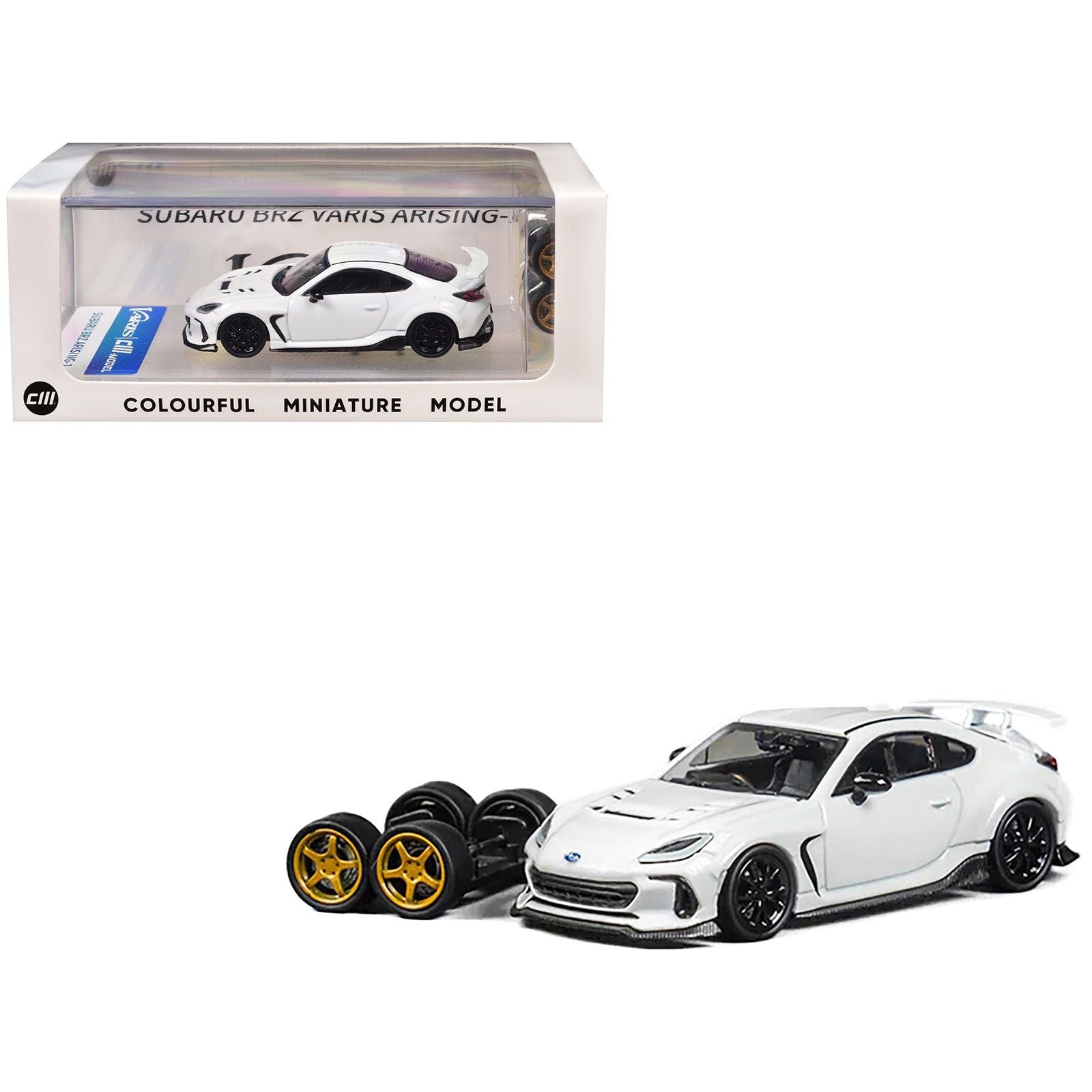 Subaru BRZ "Varis Arising - 1" RHD (Right Hand Drive) White with Extra Wheels 1/64 Diecast Model Car by CM Model - CM Models - ModelCars.com