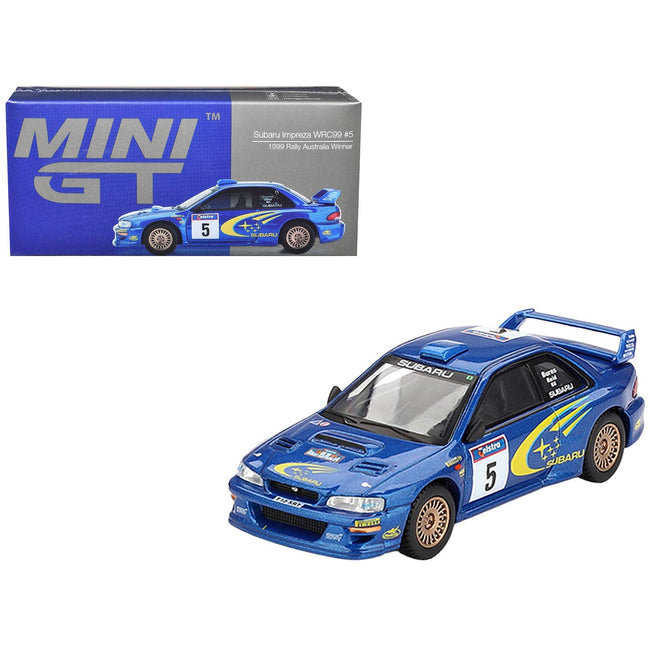 Subaru Impreza WRC99 #5 Richard Burns - Robert Reid Winner "Rally Australia" (1999) Limited Edition 1/64 Diecast Model Car by Mini GT-Mini GT-ModelCars.com