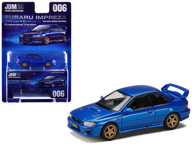 Subaru Impreza WRX Type R Sti Version V RHD (Right Hand Drive) Sonic Blue Mica "JDM64" Series 1/64 Diecast Model Car by Hobby Japan-Hobby Japan-ModelCars.com