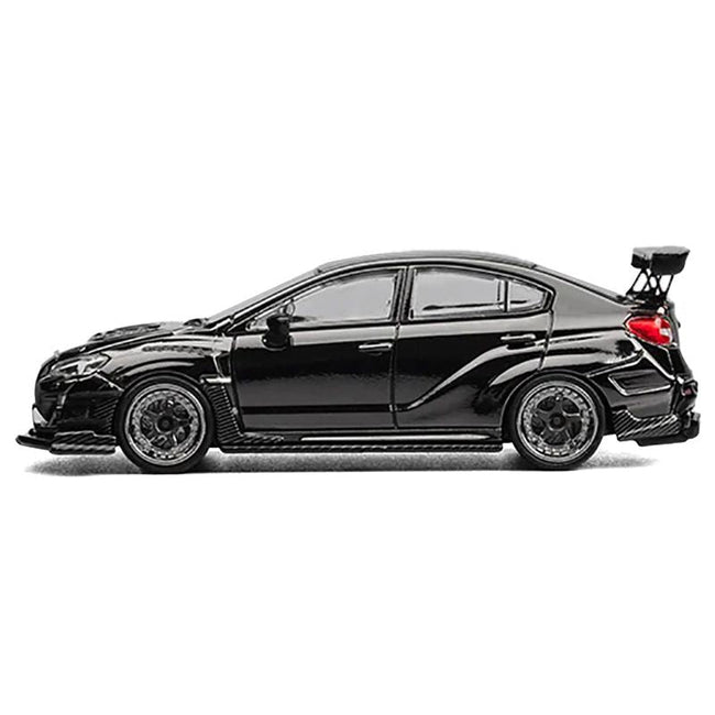 Subaru VAB WRX S4 Widebody Black Metallic with Red Interior with Extra Wheels 1/64 Diecast Model Car by CM Model-CM Models-ModelCars.com