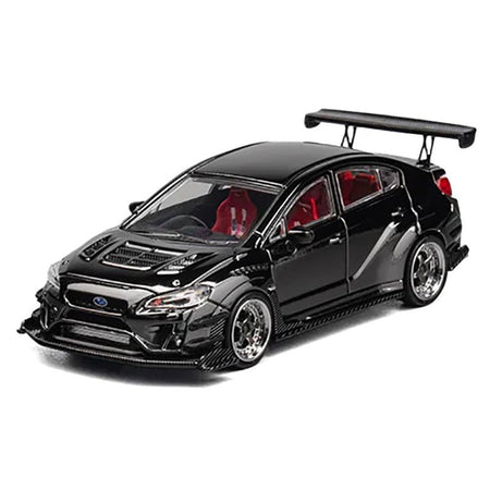 Subaru VAB WRX S4 Widebody Black Metallic with Red Interior with Extra Wheels 1/64 Diecast Model Car by CM Model - CM Models - ModelCars.com