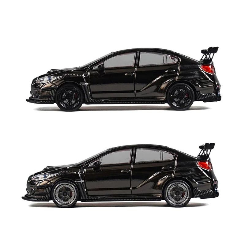 Subaru VAB WRX STI Widebody Black Metallic with Red Interior with Extra Wheels 1/64 Diecast Model Car by CM Model - CM Models - ModelCars.com