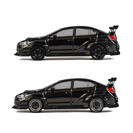 Subaru VAB WRX STI Widebody Black Metallic with Red Interior with Extra Wheels 1/64 Diecast Model Car by CM Model - CM Models - ModelCars.com