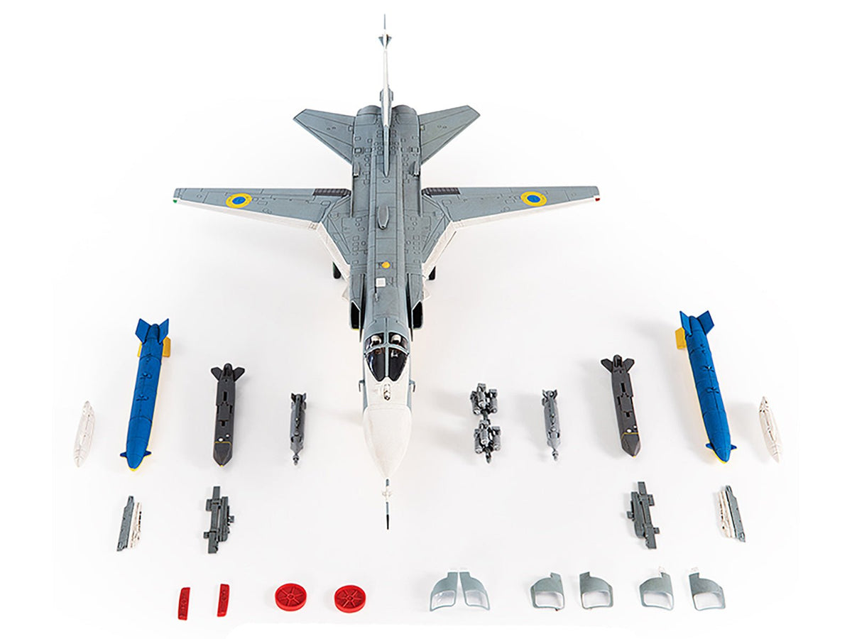 Sukhoi Su-24M Fencer-D Bomber Aircraft "Ukraine War" (2023) Ukrainian Air Force 1/72 Diecast Model by JC Wings-JC Wings-ModelCars.com
