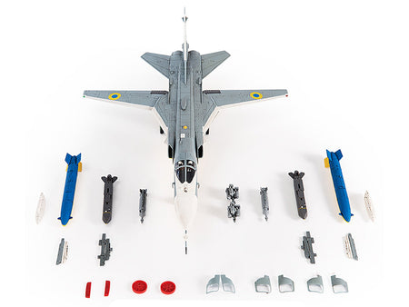 Sukhoi Su-24M Fencer-D Bomber Aircraft "Ukraine War" (2023) Ukrainian Air Force 1/72 Diecast Model by JC Wings-JC Wings-ModelCars.com