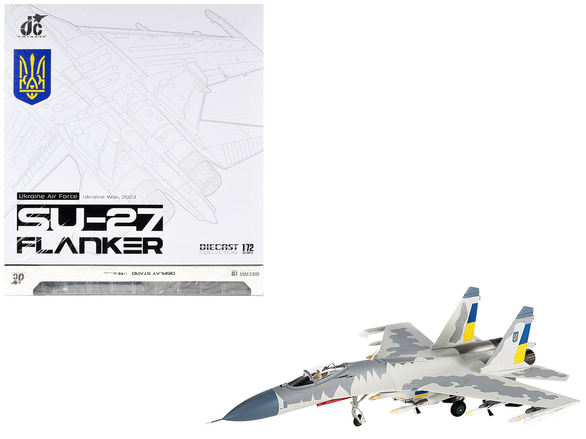 Sukhoi Su-27 Flanker Aircraft "Ukraine War" (2023) Ukrainian Air Forces 1/72 Diecast Model by JC Wings-JC Wings-ModelCars.com