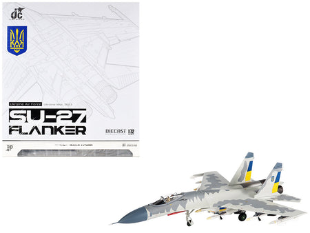 Sukhoi Su-27 Flanker Aircraft "Ukraine War" (2023) Ukrainian Air Forces 1/72 Diecast Model by JC Wings-JC Wings-ModelCars.com
