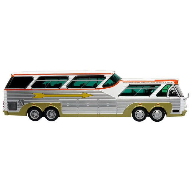 Sultana TM 44 - 18 SP Panoramico Coach Bus "Flecha Amarilla" White and Orange with Silver Sides "The Bus & Motorcoach Collection" 1/43 Diecast Model by Iconic Replicas - Iconic Replicas - ModelCars.com