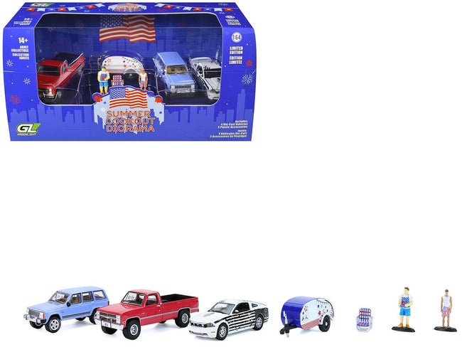 "Summer Cookout Diorama" Set of 7 pieces 1/64 Diecast Model Cars by Greenlight-Greenlight-ModelCars.com