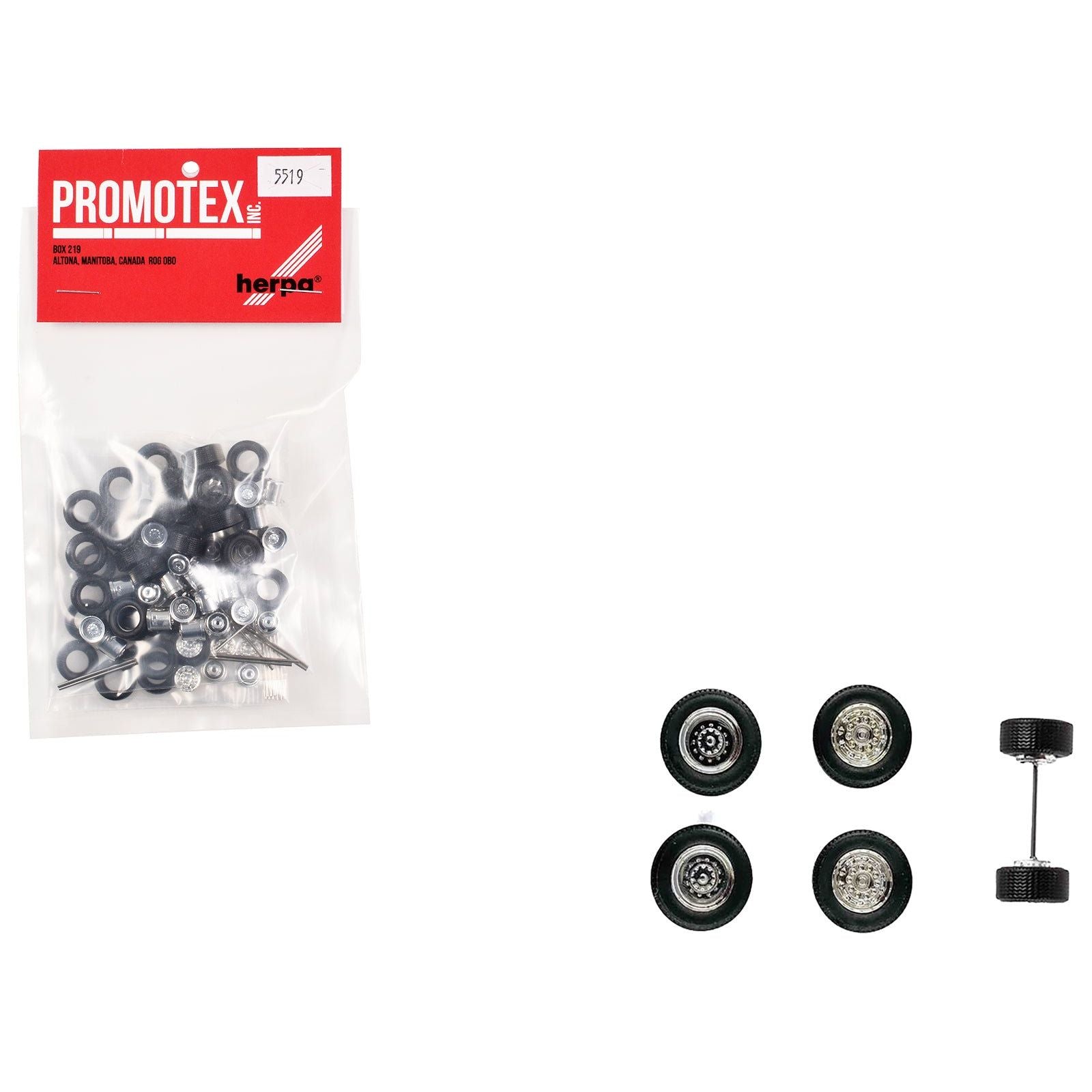 Super Singles with Fronts Sets of Wheels (10 Sets) 1/87 (HO) Plastic Model by Promotex - Promotex - ModelCars.com