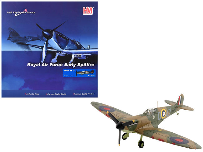 Supermarine Spitfire Mk.1a Fighter Aircraft "X4009 Flight Lieutenant P.C. Hughes" (1940) British Royal Air Force "Air Power Series" 1/48 Diecast Model by Hobby Master-Hobby Master-ModelCars.com
