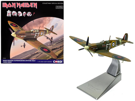 Supermarine Spitfire Mk.II Fighter Aircraft "Iron Maiden 'Aces High'" Green Camouflage with Graphics 1/72 Diecast Model by Corgi-Corgi-ModelCars.com