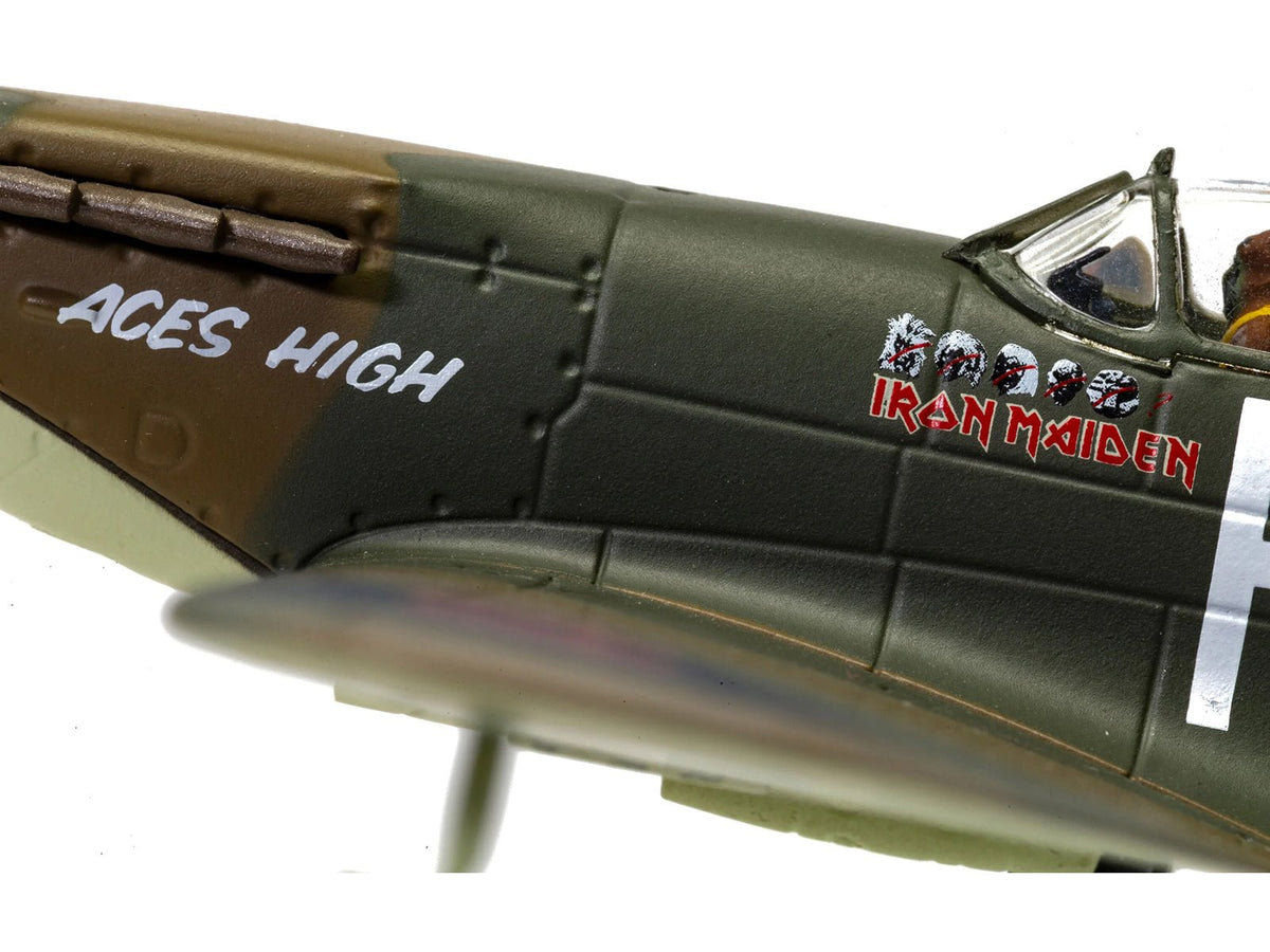 Supermarine Spitfire Mk.II Fighter Aircraft "Iron Maiden 'Aces High'" Green Camouflage with Graphics 1/72 Diecast Model by Corgi-Corgi-ModelCars.com