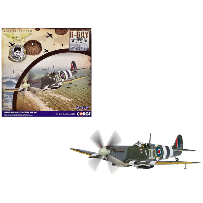 Supermarine Spitfire MkIXe Fighter Aircraft "ML407 Sq Ldr John 'Johnnie' Houlton No.485 Sqn Chailey" (1944) British Royal Air Force "The Aviation Archive" Series 1/72 Diecast Model by Corgi-Corgi-ModelCars.com