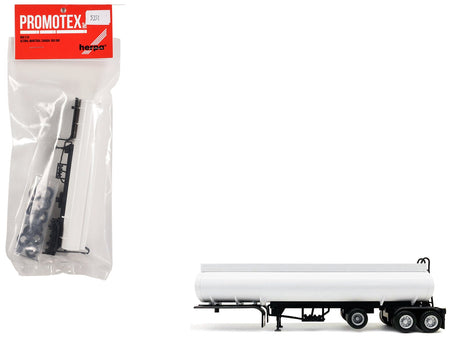 Tag-Axle Elliptical Tanker Trailer White 1/87 (HO) Plastic Model by Promotex-Promotex-ModelCars.com