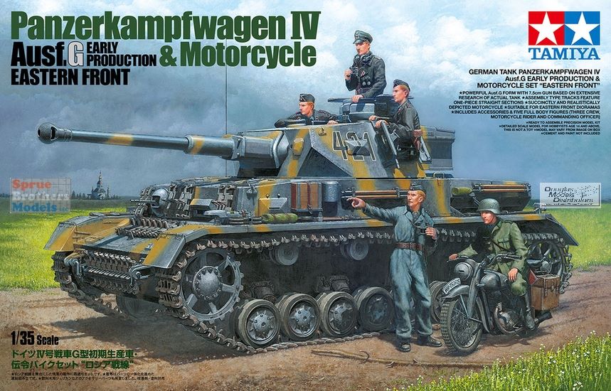 Tamiya - TAM25209 1:35 Tamiya Panzerkampfwagen IV Ausf.G Early & Motorcycle Eastern Front