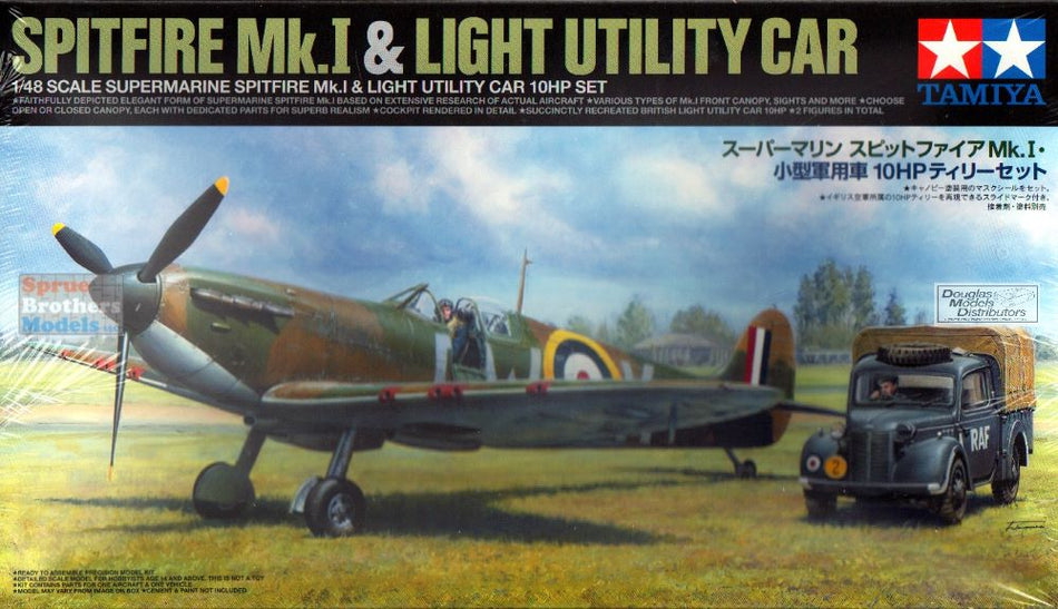 Tamiya - TAM25211 1:48 Tamiya Spitfire Mk.I & Light Utility Car