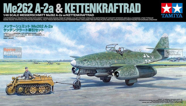 TAM25215 1:48 Tamiya Me262A-2a & Kettenkraftrad [2 kits]